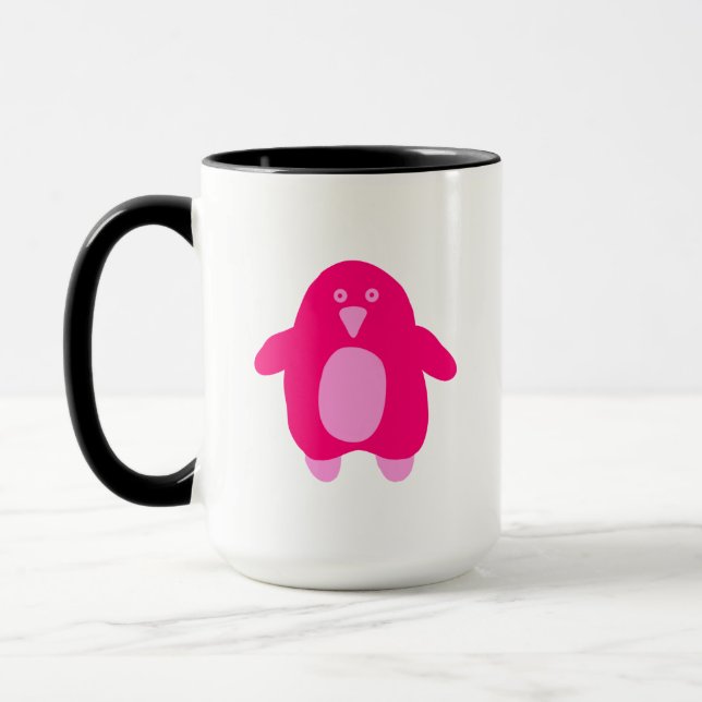 Caneca Pinguim de Cartoon Rosa (Esquerda)