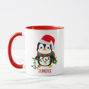 Caneca Pinguim de Natal feliz e brilhante