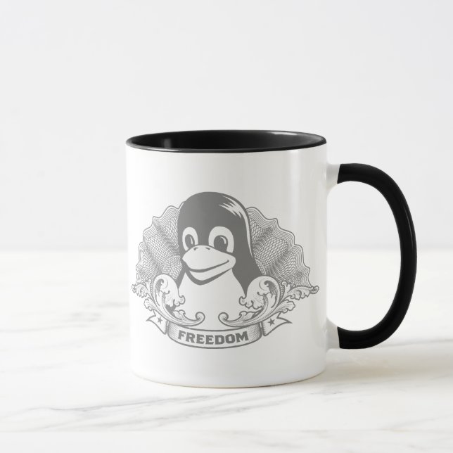 Caneca Pinguim de Tux - (Linux, Open Source, Copyleft, (Direita)