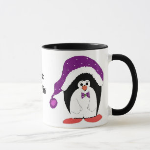 Caneca Pinguim em um Chapéu Roxo