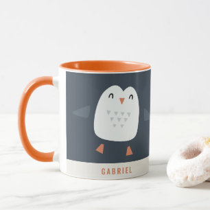 Caneca pinguim engraçado festivo personalizado de crian