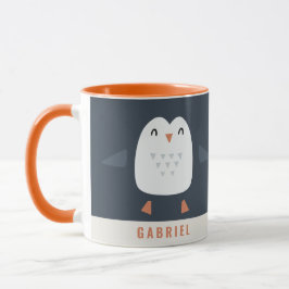 Caneca pinguim engraçado festivo personalizado de criança
