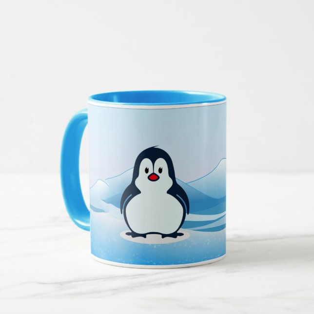 Caneca Pinguim na paisagem frigida Design do café Mug (Frente Esquerda)