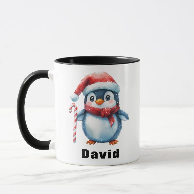 Caneca Pinguim Personalizado com Nome Personalizado Candy (Esquerda)