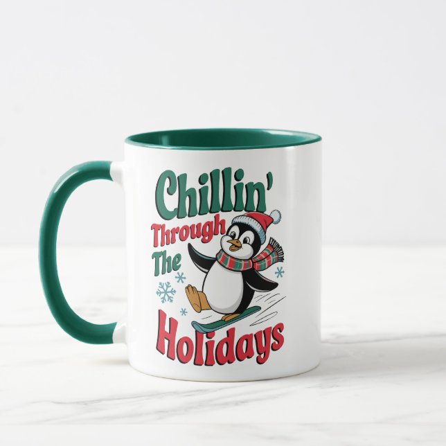 Caneca Pinguim Relax – Diversão de Neve de Férias (Esquerda)