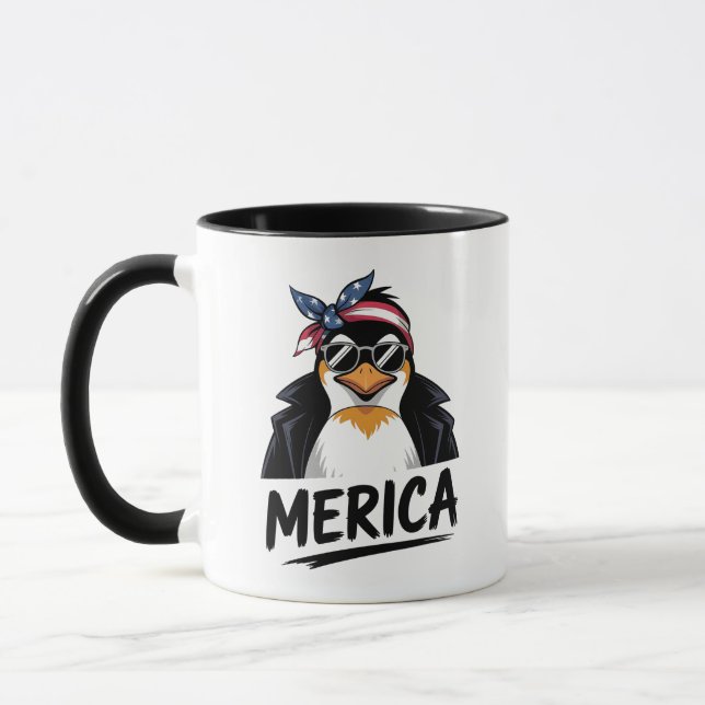 Caneca Pinguim resiste aos pinguins protestando contra (Esquerda)