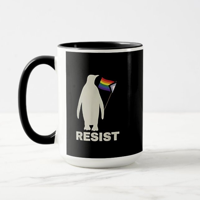 Caneca Pinguim resistente contra tarifas LGBT Anti Trump (Esquerda)