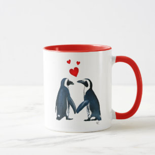 Caneca Pinguins Com Corações De Amor