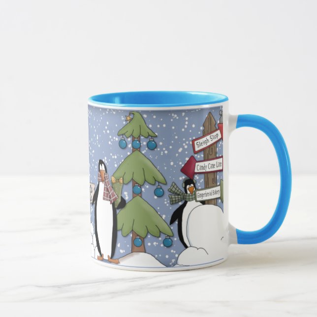 Caneca Pinguins engraçados - design do Natal (Direita)
