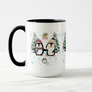 Caneca Pinguins Festivos Adoráveis Natal Terra de Encanta