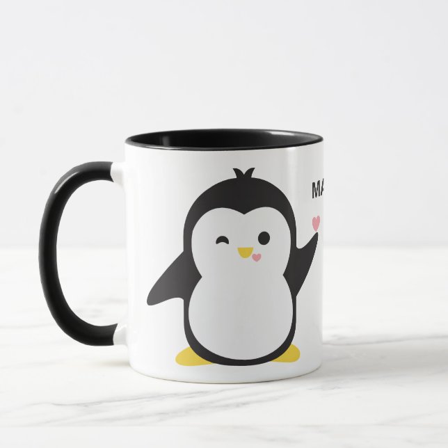 Caneca Pinguins fofos de nome personalizado (Esquerda)