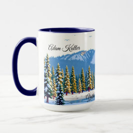 Caneca Pinheiros Cobertos de Neve no Inverno de Yellowsto