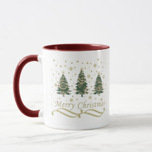 Caneca Pinheiros decorados com natal alegre