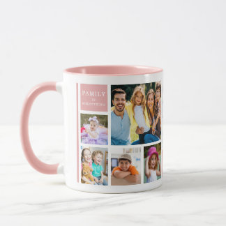 Caneca Pink 12 Family Photo Collage Quote Monogrammed 