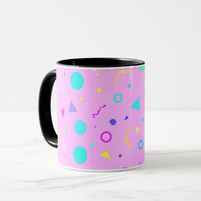 Caneca Pink 80s Memphis Geometric Pattern (Frente Esquerda)