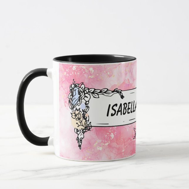 Caneca Pink Boho minimalist Ephemera ornament (Esquerda)