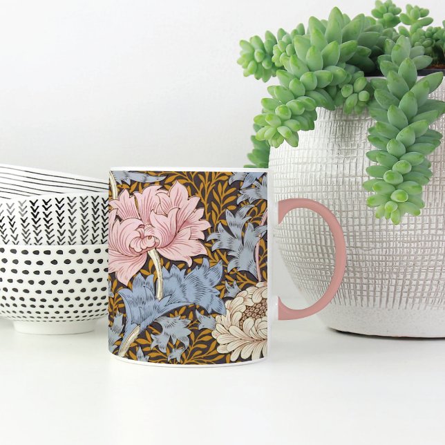 Caneca Pink Chrysanthemum William Morris (Criador carregado)