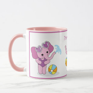 Caneca Pink e elefantes roxos, cor-de-rosa, personalizam