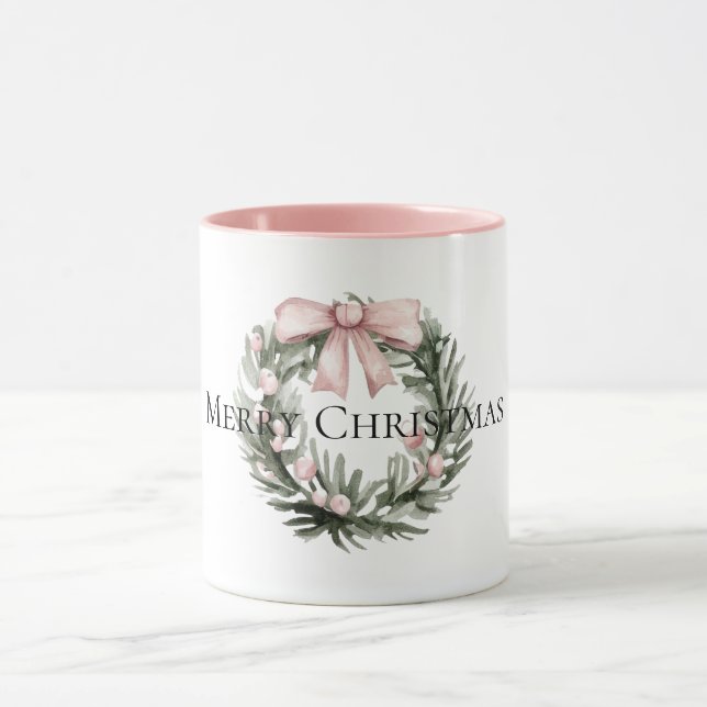 Caneca Pink Green Wreath Natal (Centro)