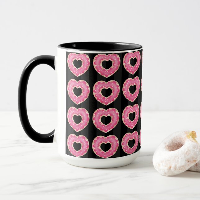 Caneca Pink Heart Doughnut Coffee Mug (Com Donut)