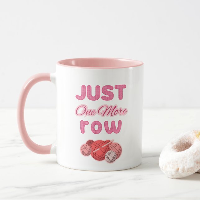 Caneca Pink Just One More Row Knitting (Com Donut)