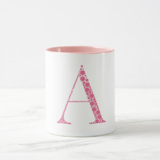 Caneca Pink Letter A Mug – Minimal Circle Monogram Design