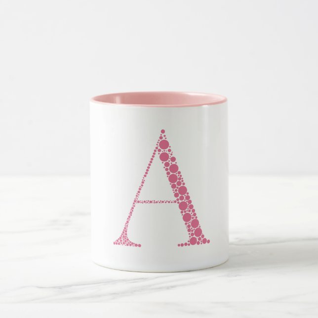 Caneca Pink Letter A Mug – Minimal Circle Monogram Design (Centro)