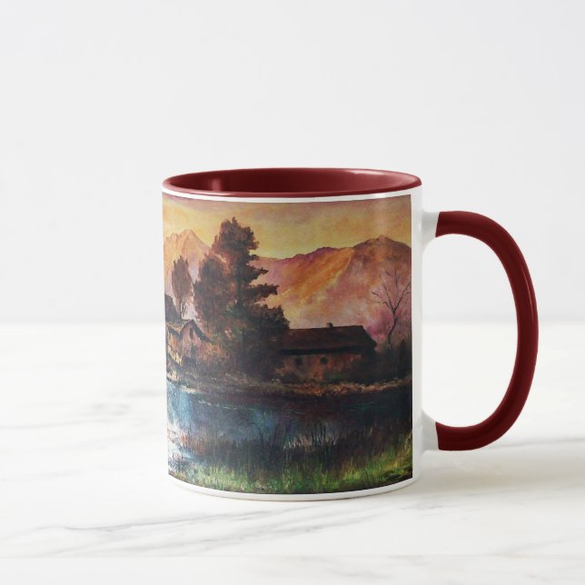 CANECA PINK MONTANHAS LAKE ALPINE SUNSET LANDSCAPE (Direita)