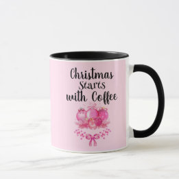 Caneca Pink Ornament Christmas Morning Design