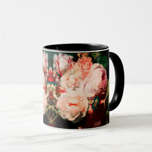 CANECA PINK ROSES, FLORES, GLORIAS DE MANHÃ E BORBOLHA