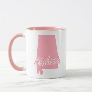 Caneca Pink State Of Alabama Shape Mug
