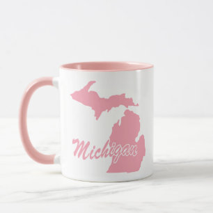 Caneca Pink State Of Michigan Shape Mug