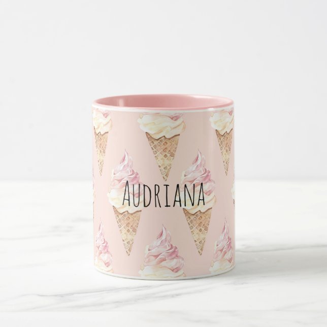 Caneca Pink Strawberry Vanilla Ice Cream Cones (Centro)