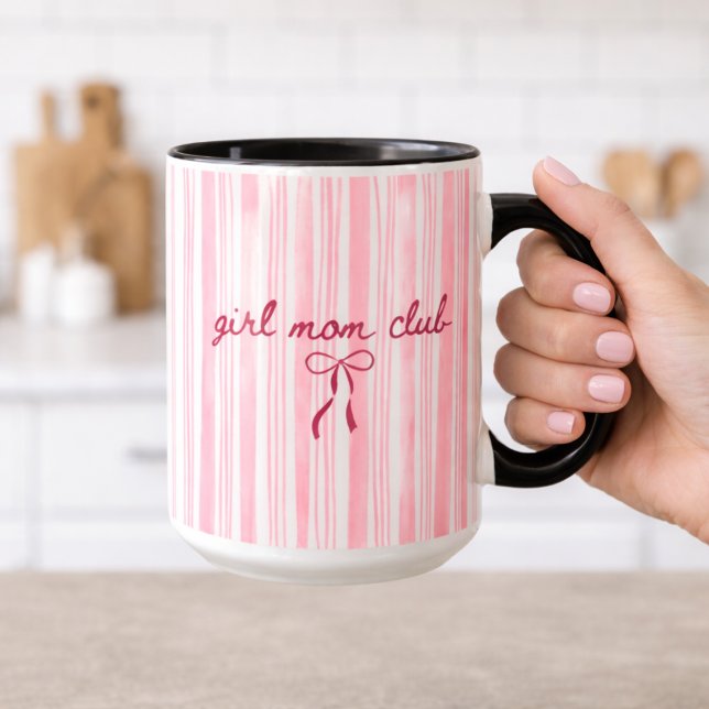 Caneca Pink Stripe Girl Mom Club  (Criador carregado)