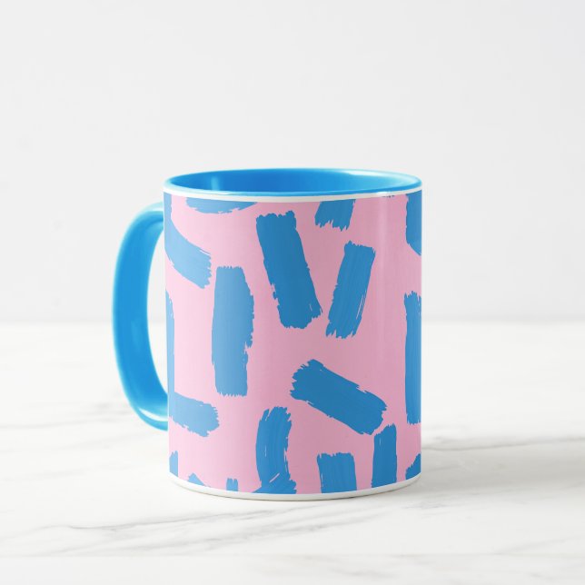 Caneca Pink with Blue Brushstroke Pattern Combo (Frente Esquerda)