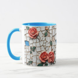 Caneca Pino do mosaico maravilhoso e padrão Rosa azul