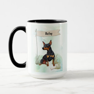 Caneca Pinscher Miniatura Aquarela Cachorro Personalizado
