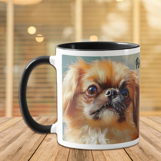 Caneca Pinta Impressionista do Cão Pekingês (Criador carregado)