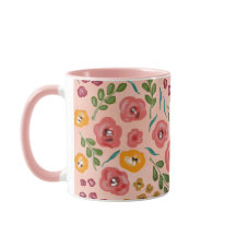 Pintado manualmente Blush Nome Rosa Monograma Mug