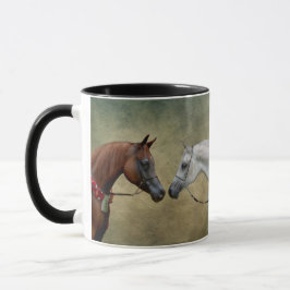 Caneca Pintagem de dois cavalos.