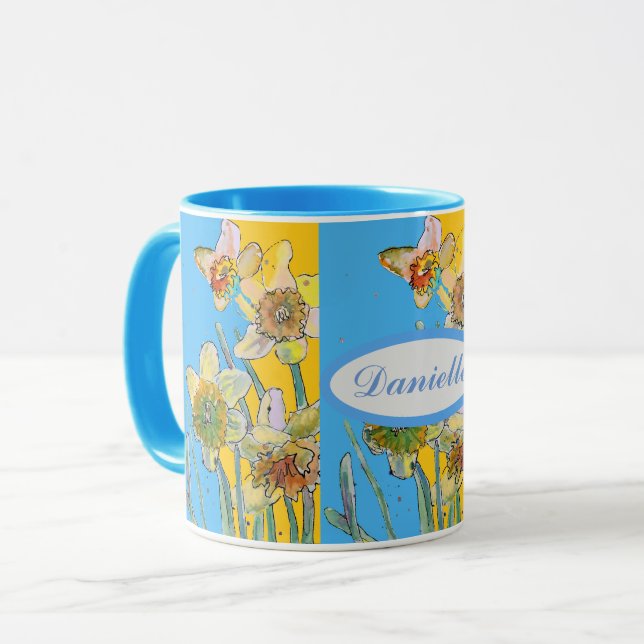 Caneca Pintar Mão Amarelo Pintado (Frente Esquerda)