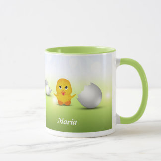 Caneca Pintinho pequeno bonito do bebê seu nome