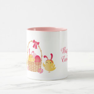 Caneca Pintinhos Felzs pascoa Rosa