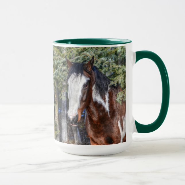 Caneca Pinto Paint Stallion & Evergreen Trees (Direita)