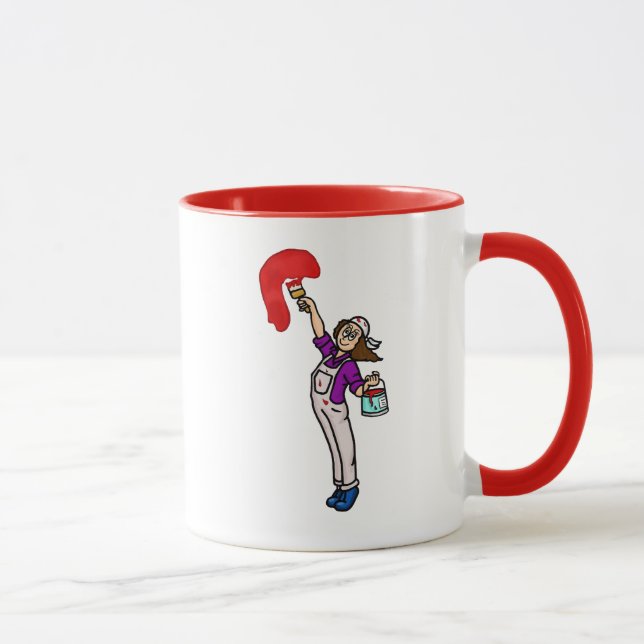 Caneca Pintor de Cabelo Castanho Nome Mug (Direita)