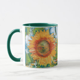 Caneca Pintor de girassol amarelo alaranjado