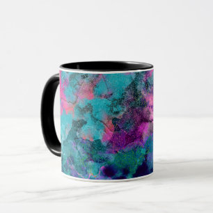 Caneca Pintura Abstrata Cósmica em Aquarela Tinta