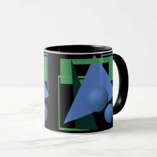 Caneca pintura abstrato, abstração, verde e preto