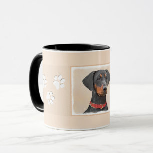 Caneca Pintura Alemã Pinscher Pintura Original Arte Anima