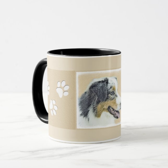 Caneca Pintura Australiana De Pastores - Arte Original De (Frente Esquerda)